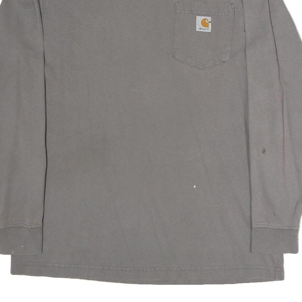 CARHARTT Mens Grey Long Sleeve Crew Neck Pocket T-Shirt M Cotton Casual