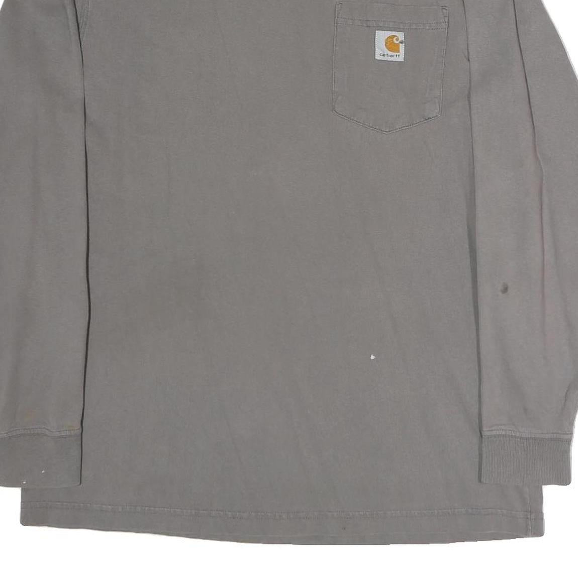CARHARTT Mens Grey Long Sleeve Crew Neck Pocket T-Shirt M Cotton Casual