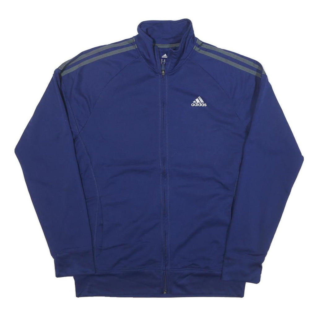 ADIDAS Mens Blue Polyester Blend Track Jacket M Zip Plain Sportswear