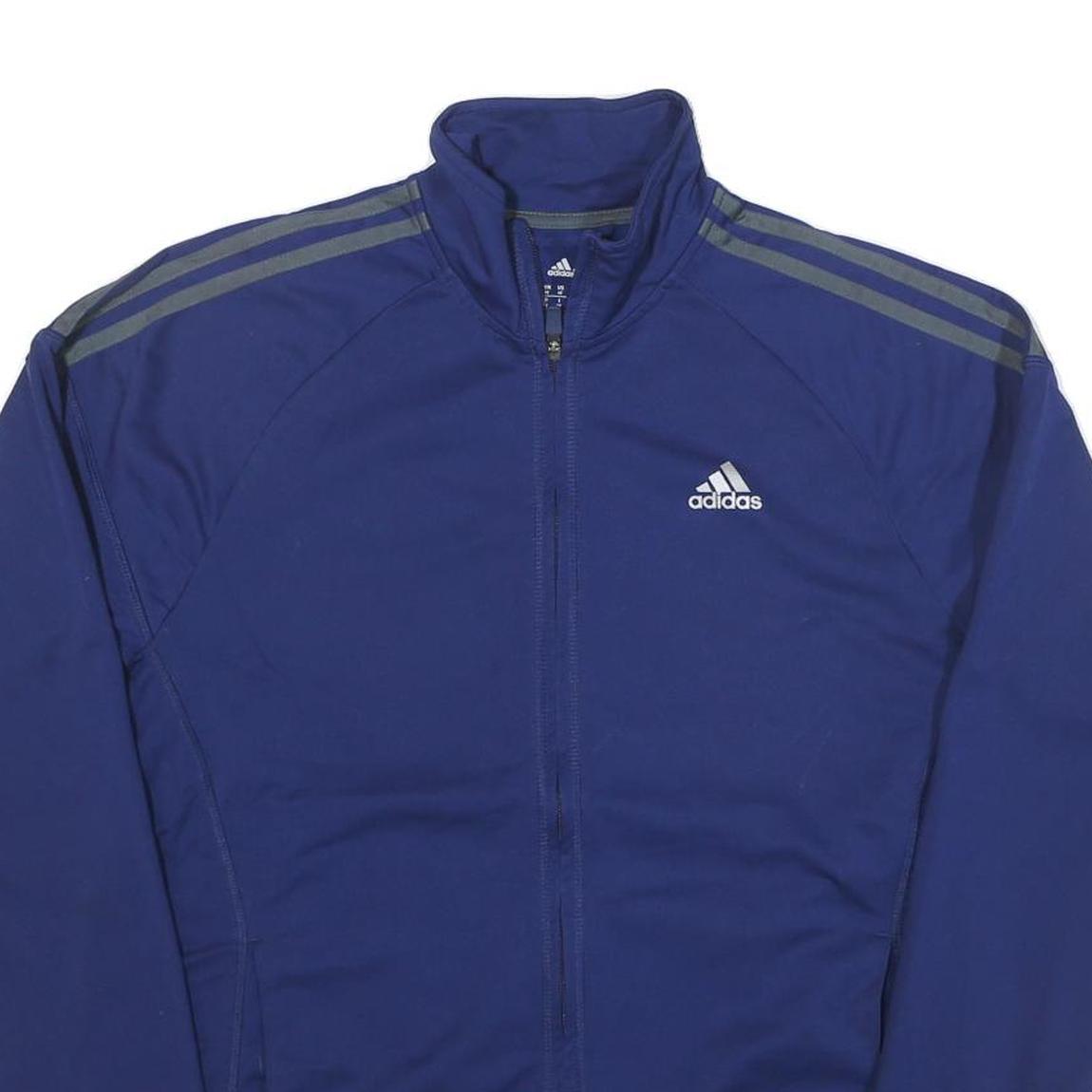 ADIDAS Mens Blue Polyester Blend Track Jacket M Zip Plain Sportswear