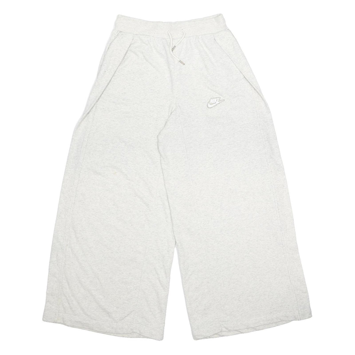 NIKE Womens Joggers White S W26 L27 Cotton Blend Wide Leg Drawstring Casual