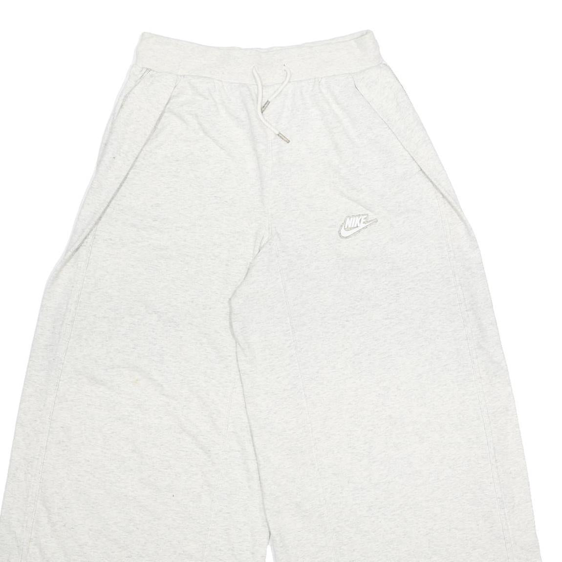 NIKE Womens Joggers White S W26 L27 Cotton Blend Wide Leg Drawstring Casual