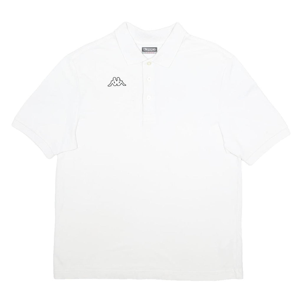 KAPPA Mens White Short Sleeve Plain L Cotton Polo Shirt Classic Fit Casual