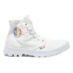 PALLADIUM Womens High Top Boots Canvas White UK 7 Rainbow Logo Casual Footwear