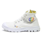 PALLADIUM Womens High Top Boots Canvas White UK 7 Rainbow Logo Casual Footwear