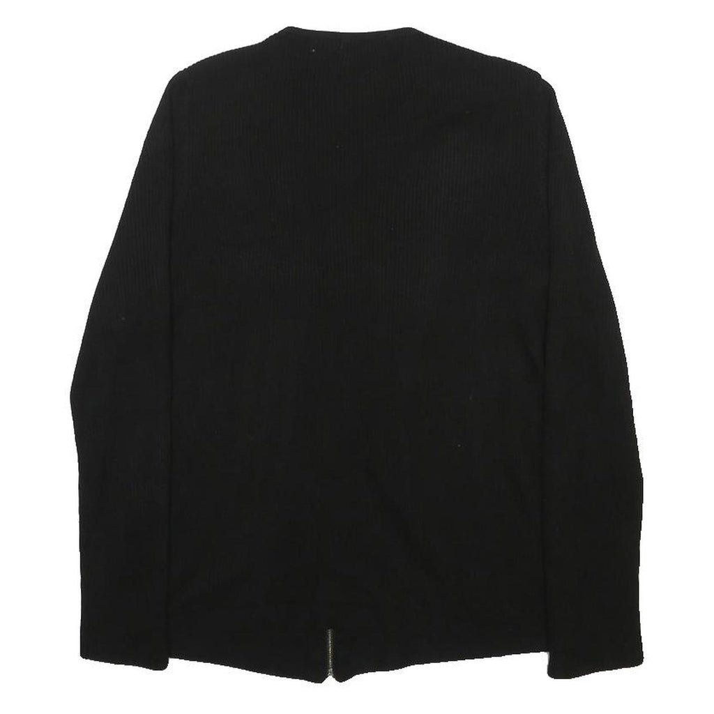CALVIN KLEIN Womens Black Plain Pullover Jumpers Crew Neck Tight Knit M Zip