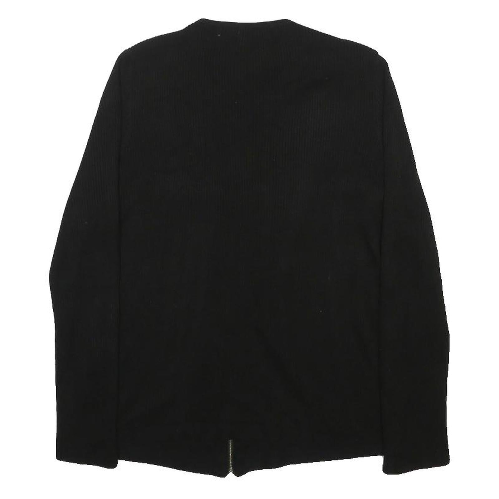 CALVIN KLEIN Womens Black Plain Pullover Jumpers Crew Neck Tight Knit M Zip