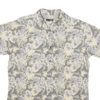 JOHN ADAMS Mens Grey Cream Floral Print Cotton Blend Shirt M Summer Casual