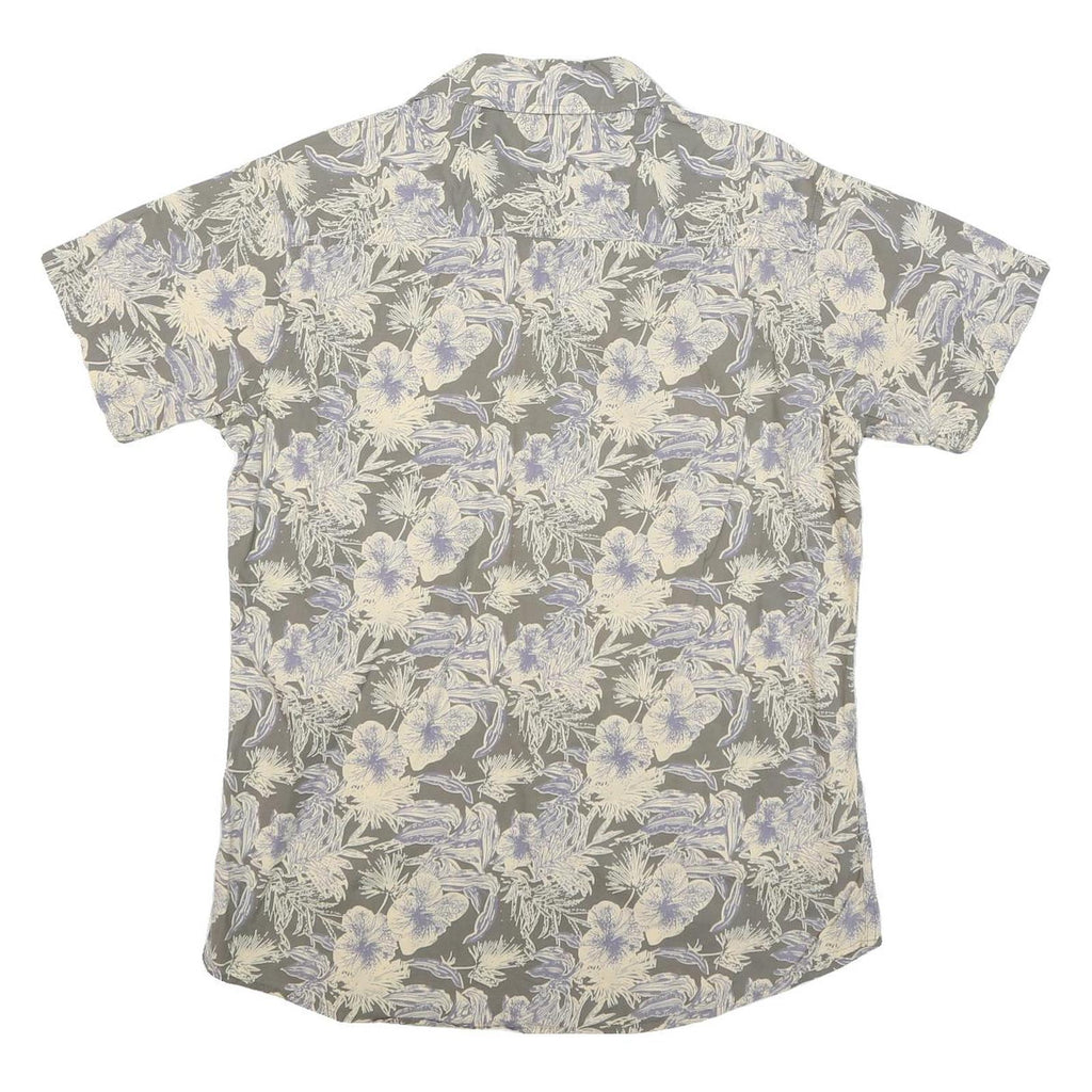 JOHN ADAMS Mens Grey Cream Floral Print Cotton Blend Shirt M Summer Casual