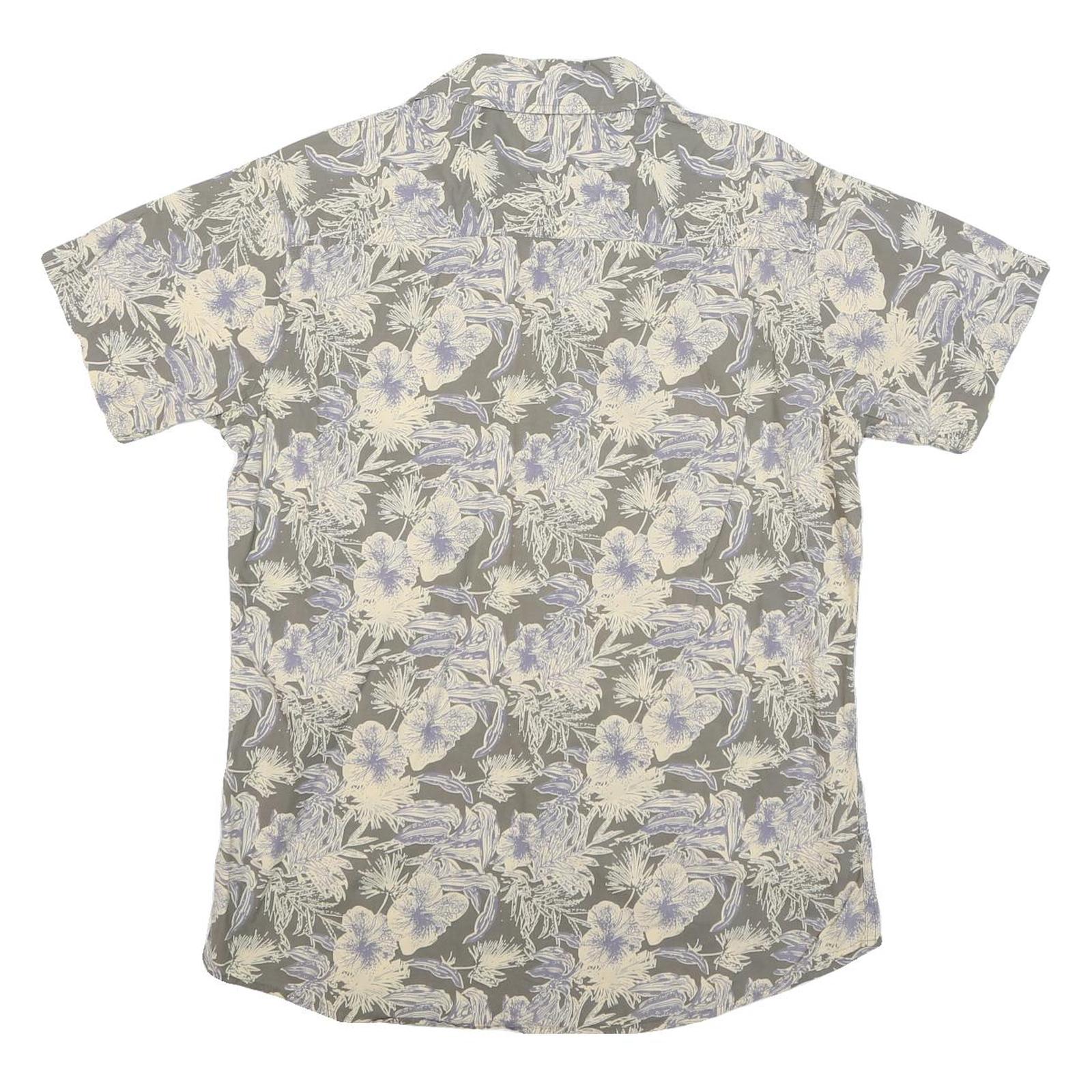 JOHN ADAMS Mens Grey Cream Floral Print Cotton Blend Shirt M Summer Casual