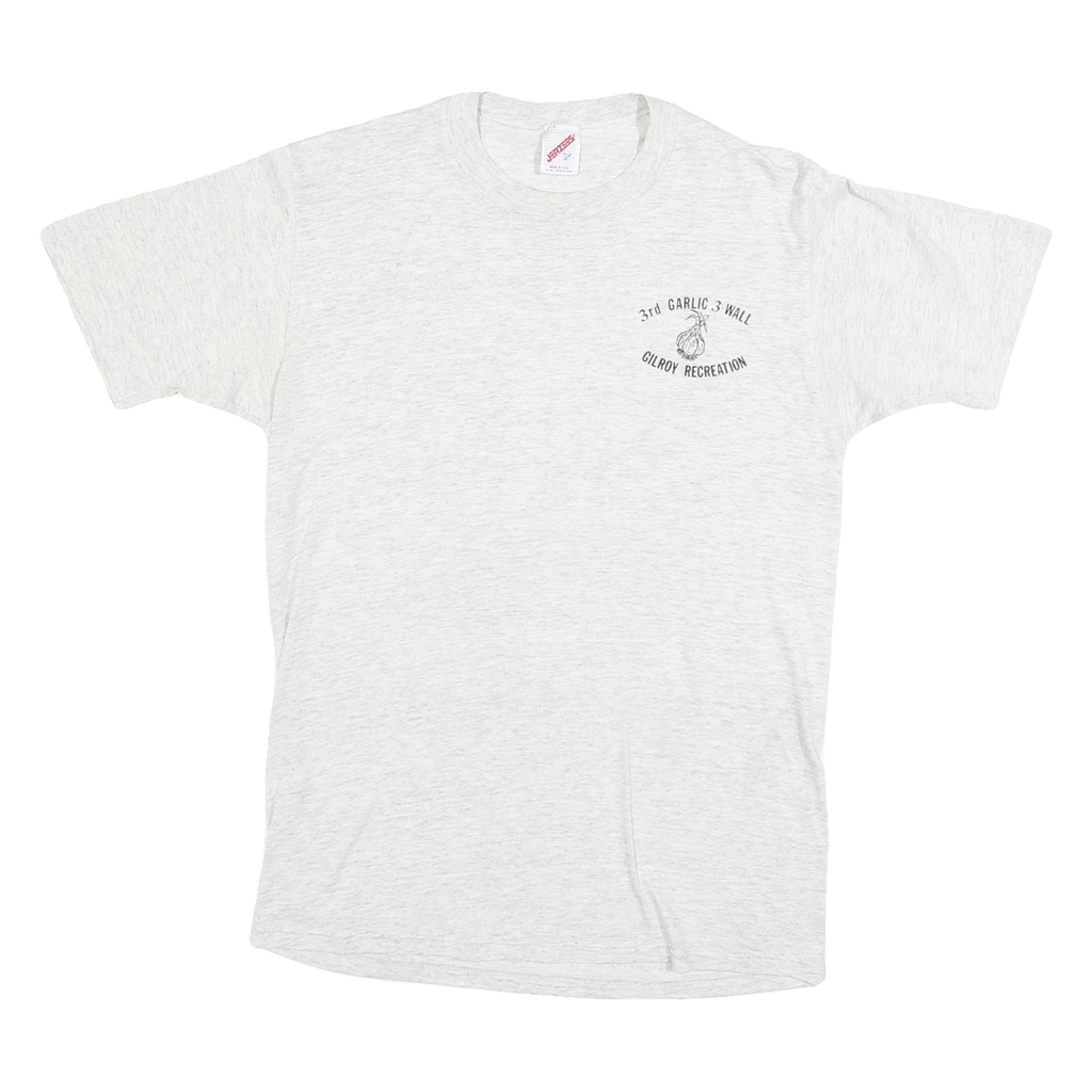 JERZEES Mens White 3rd Garlic 3 Wall Gilroy Recreation Graphic T-Shirt L Short