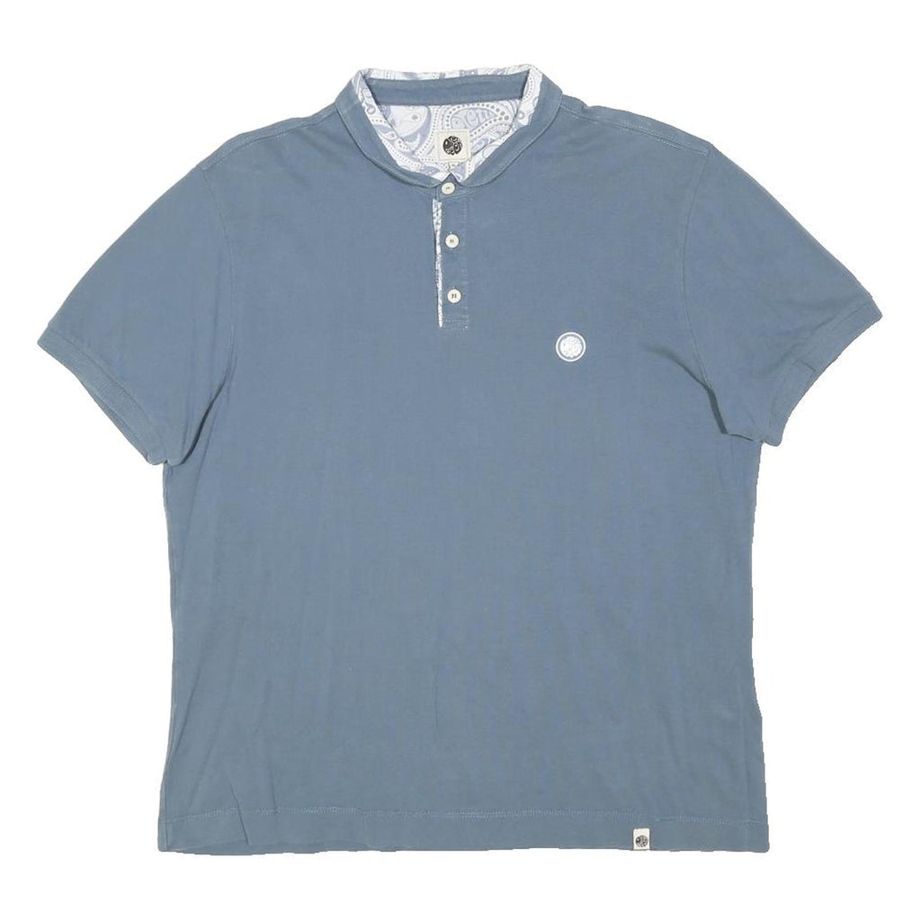 PRETTY GREEN Womens Blue Polo Shirt XL Cotton Blend Short Sleeve Plain Casual