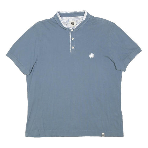 PRETTY GREEN Womens Blue Polo Shirt XL Cotton Blend Short Sleeve Plain Casual