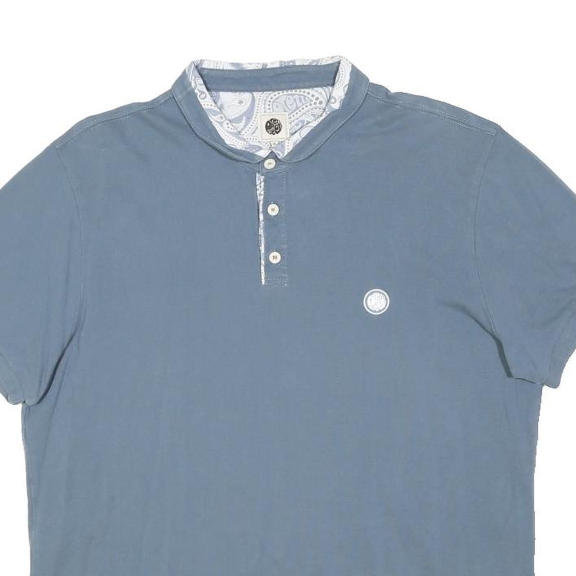 PRETTY GREEN Womens Blue Polo Shirt XL Cotton Blend Short Sleeve Plain Casual