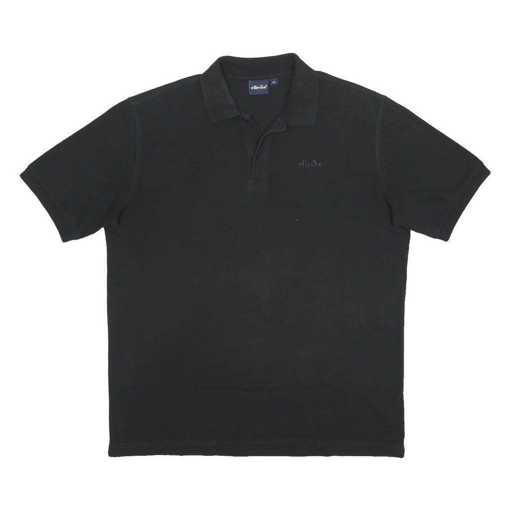 ELLESSE Mens Black Cotton Polo Shirt 2XL Embroidered Logo Basic Comfortable
