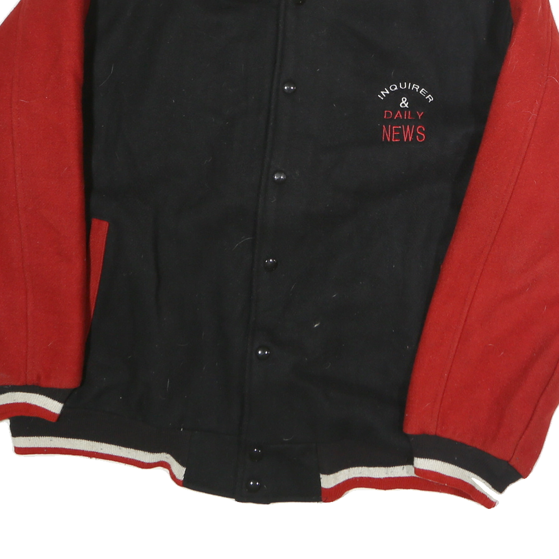 AUBURN Mens Black & Red Button Cotton Varsity Jacket XL Sportswear Classic Fit