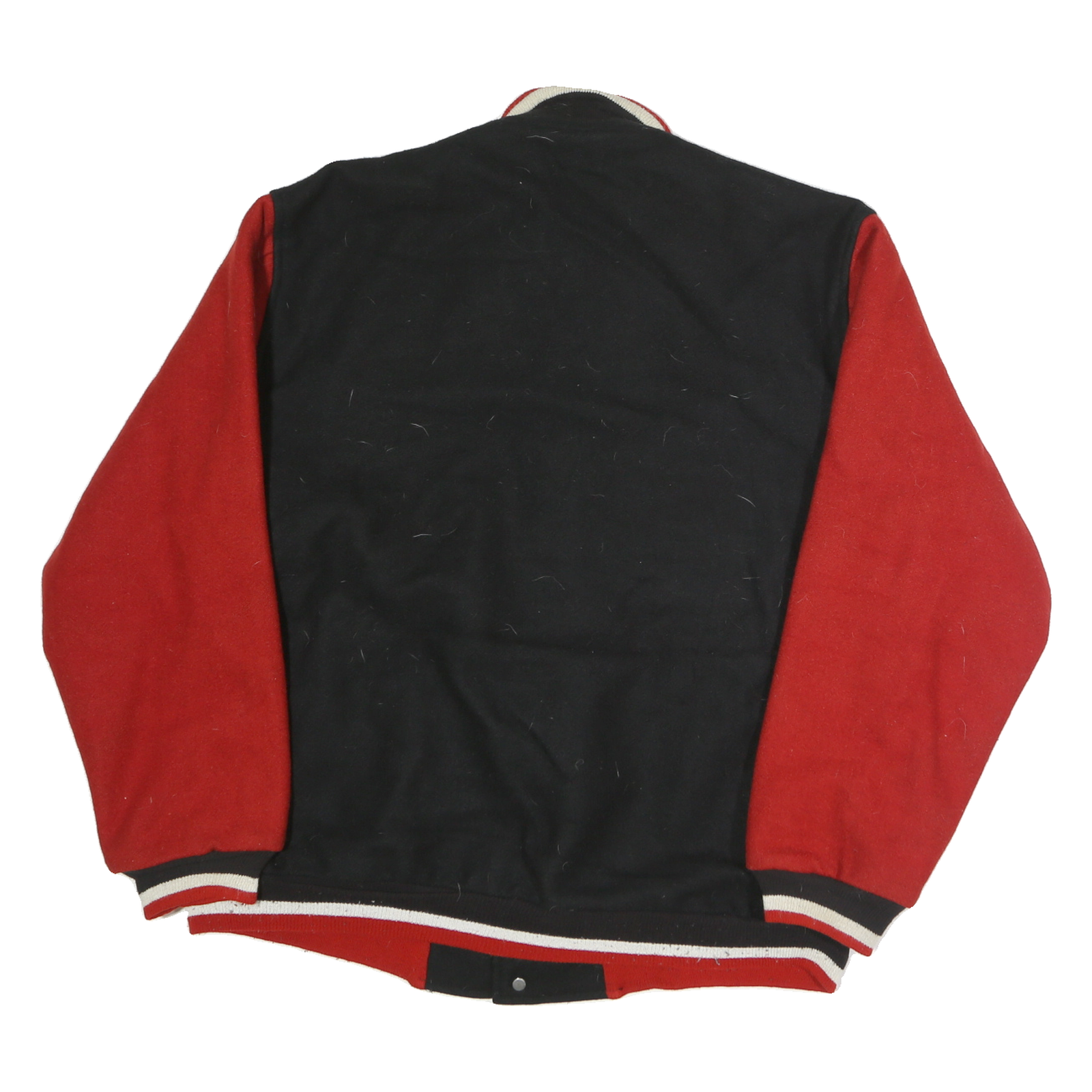 AUBURN Mens Black & Red Button Cotton Varsity Jacket XL Sportswear Classic Fit