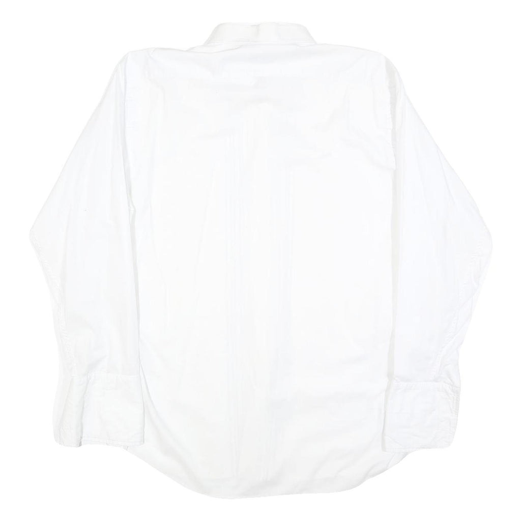 AKCO Mens White L Cotton Blend Shirt Dressy Elegant Formal Button-Up