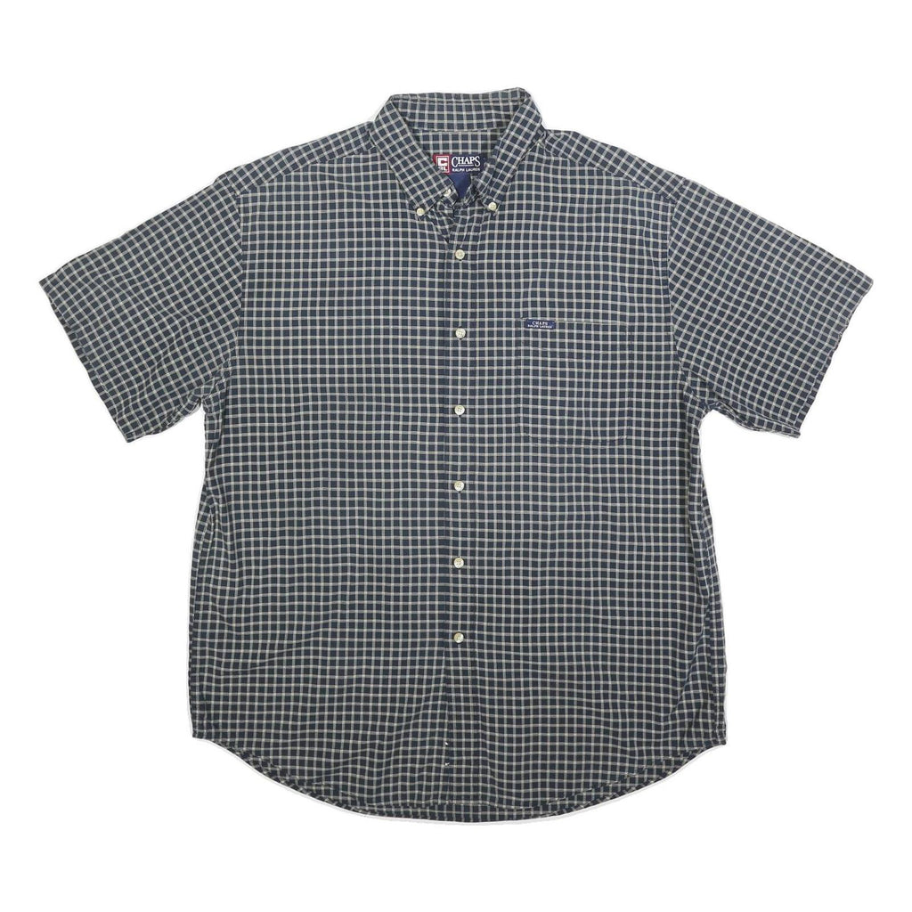 CHAPS RALPH LAUREN Mens Blue & White Check Shirt L Button Down Cotton Blend