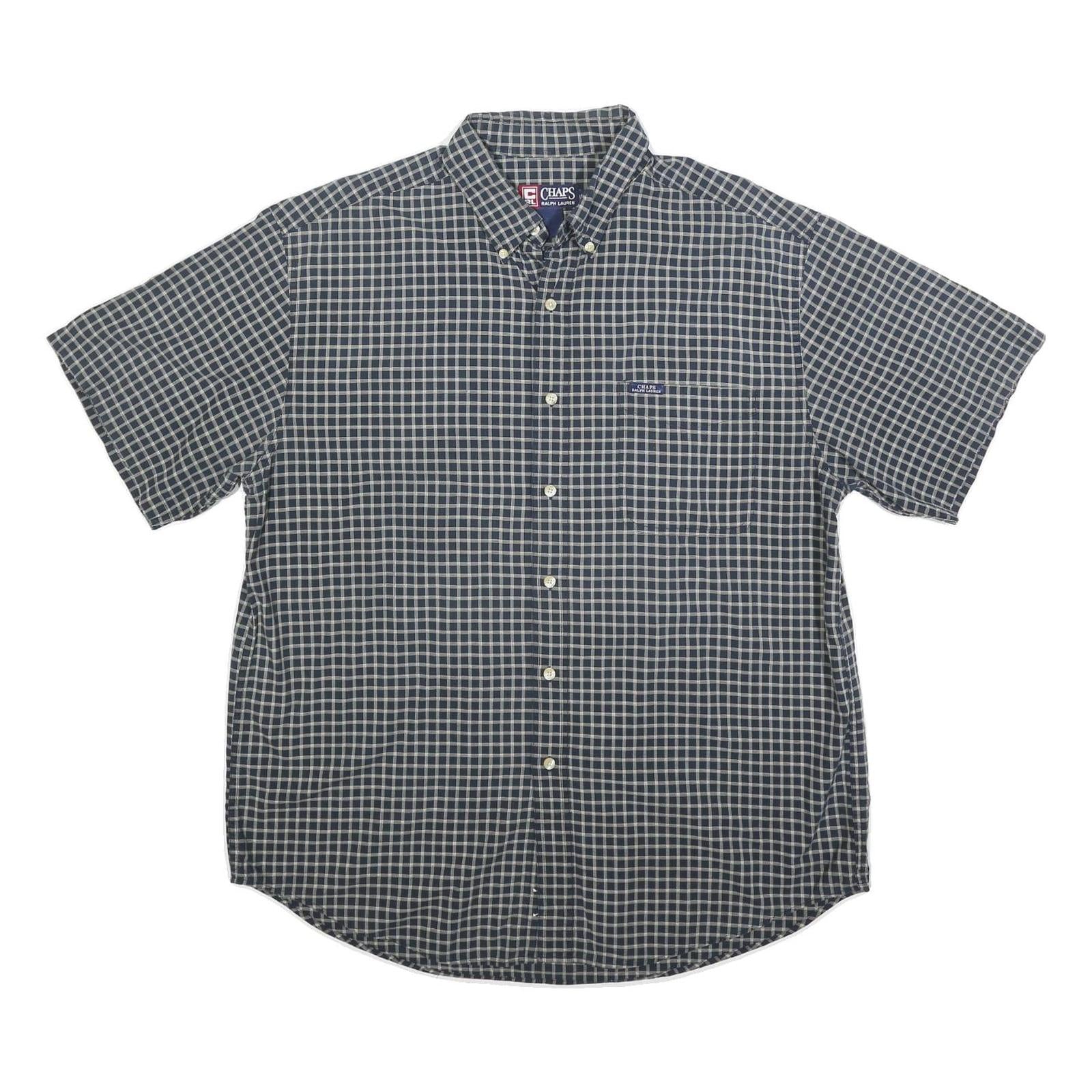 CHAPS RALPH LAUREN Mens Blue & White Check Shirt L Button Down Cotton Blend