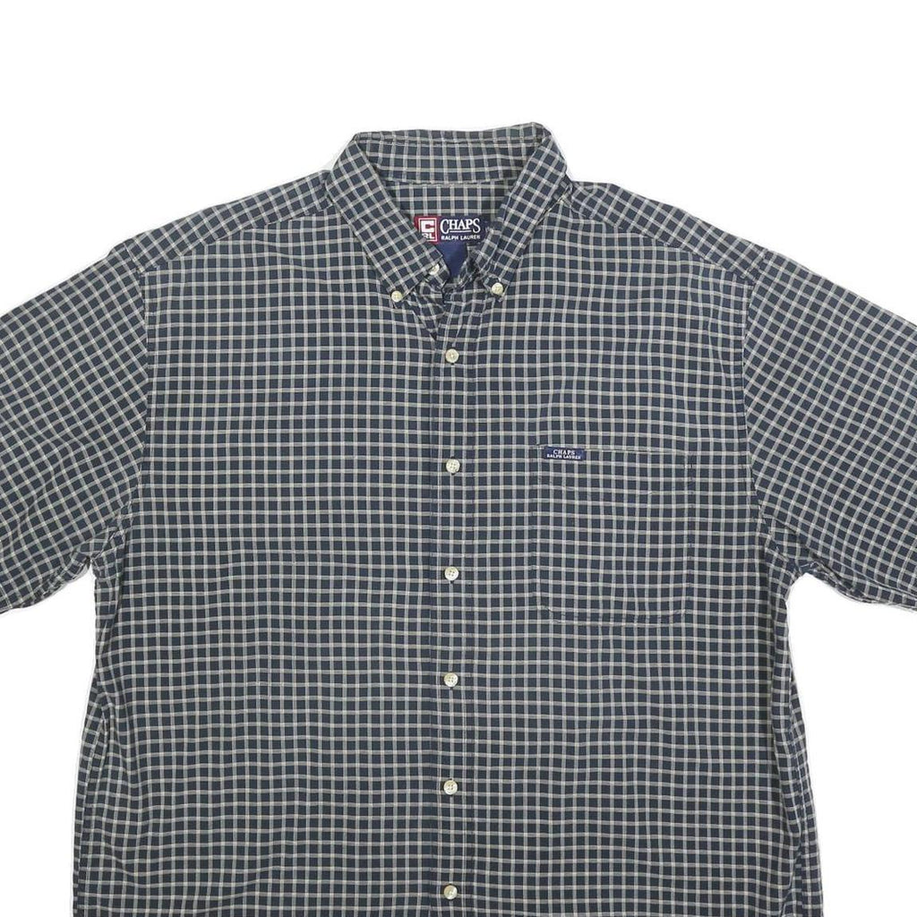 CHAPS RALPH LAUREN Mens Blue & White Check Shirt L Button Down Cotton Blend