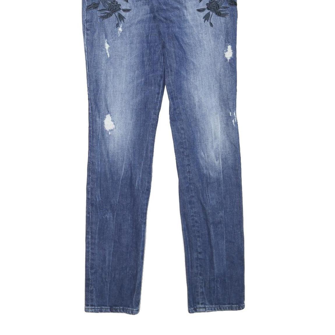 GUESS Womens Jeans Blue Slim Skinny Denim Medium W28 L31 Floral Embroidered