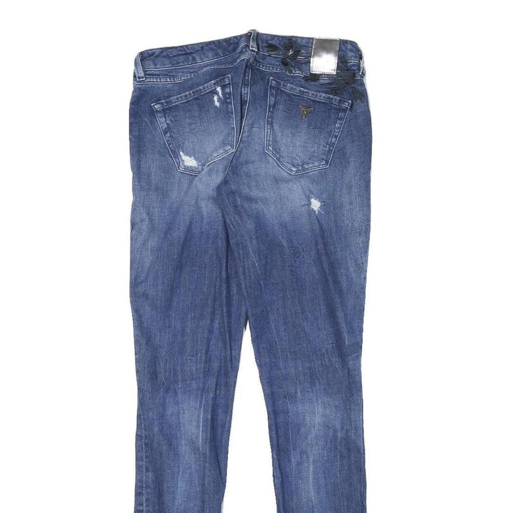 GUESS Womens Jeans Blue Slim Skinny Denim Medium W28 L31 Floral Embroidered
