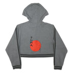 PUMA Womens Grey Crop Hoodie L Lace Up Drawstring Athletic