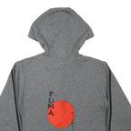 PUMA Womens Grey Crop Hoodie L Lace Up Drawstring Athletic