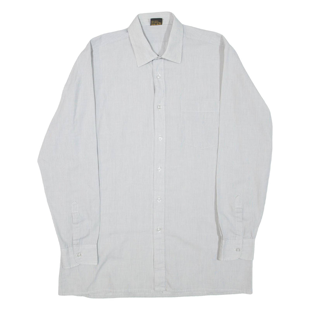 MASTER STYLE Mens Shirt Grey Striped Long Sleeve M