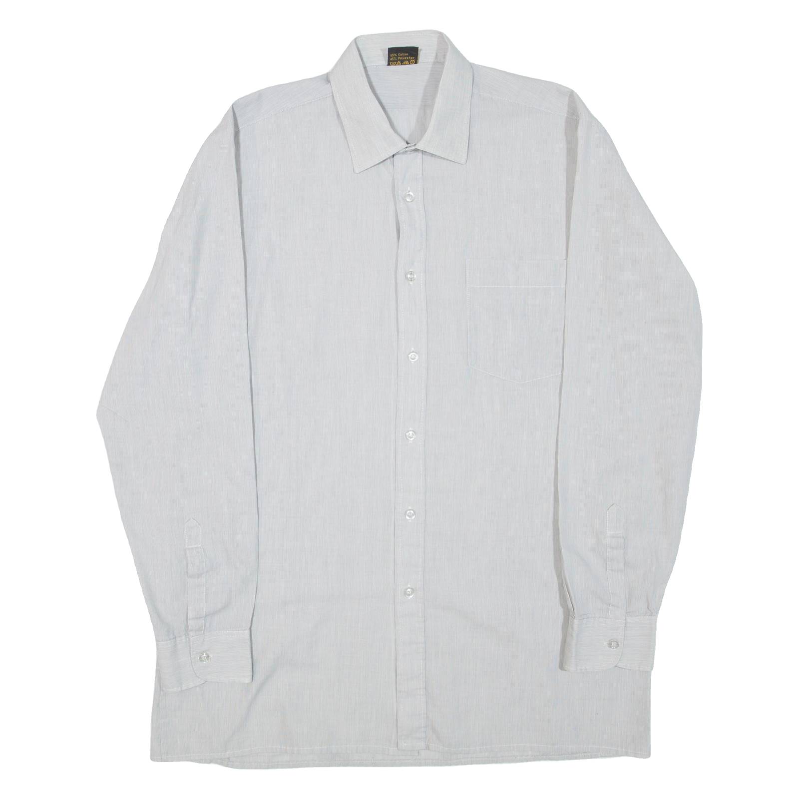 MASTER STYLE Mens Shirt Grey Striped Long Sleeve M