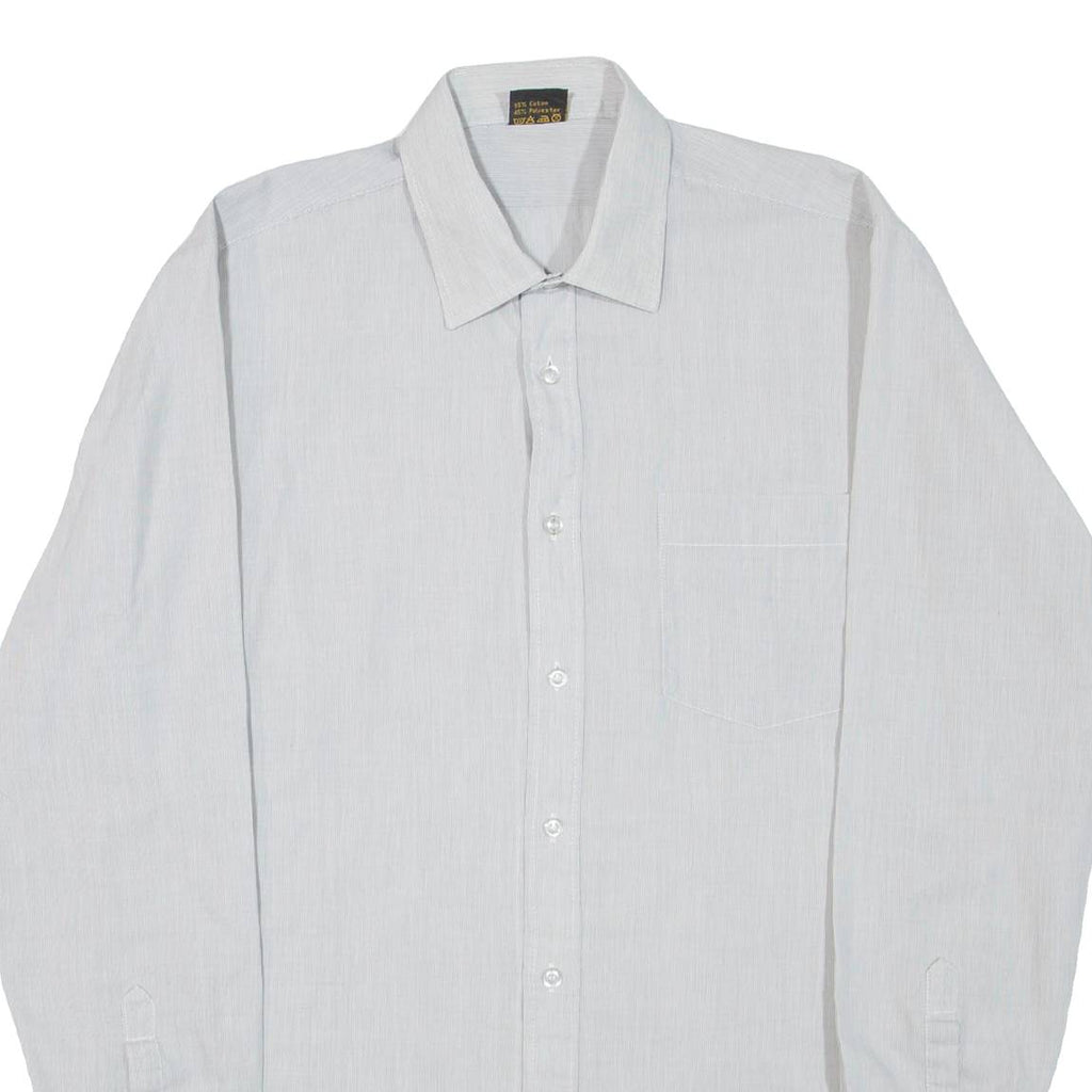 MASTER STYLE Mens Shirt Grey Striped Long Sleeve M