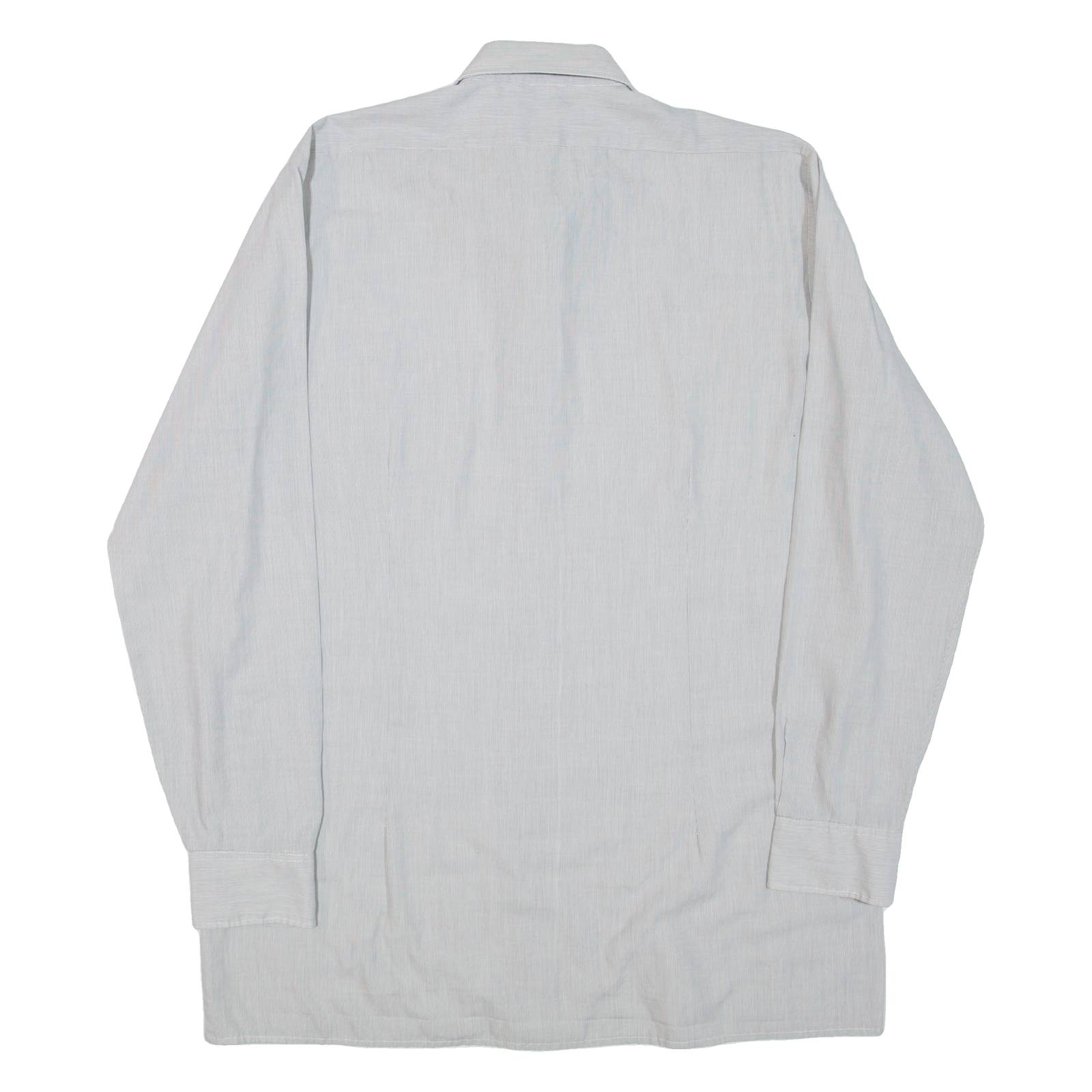 MASTER STYLE Mens Shirt Grey Striped Long Sleeve M