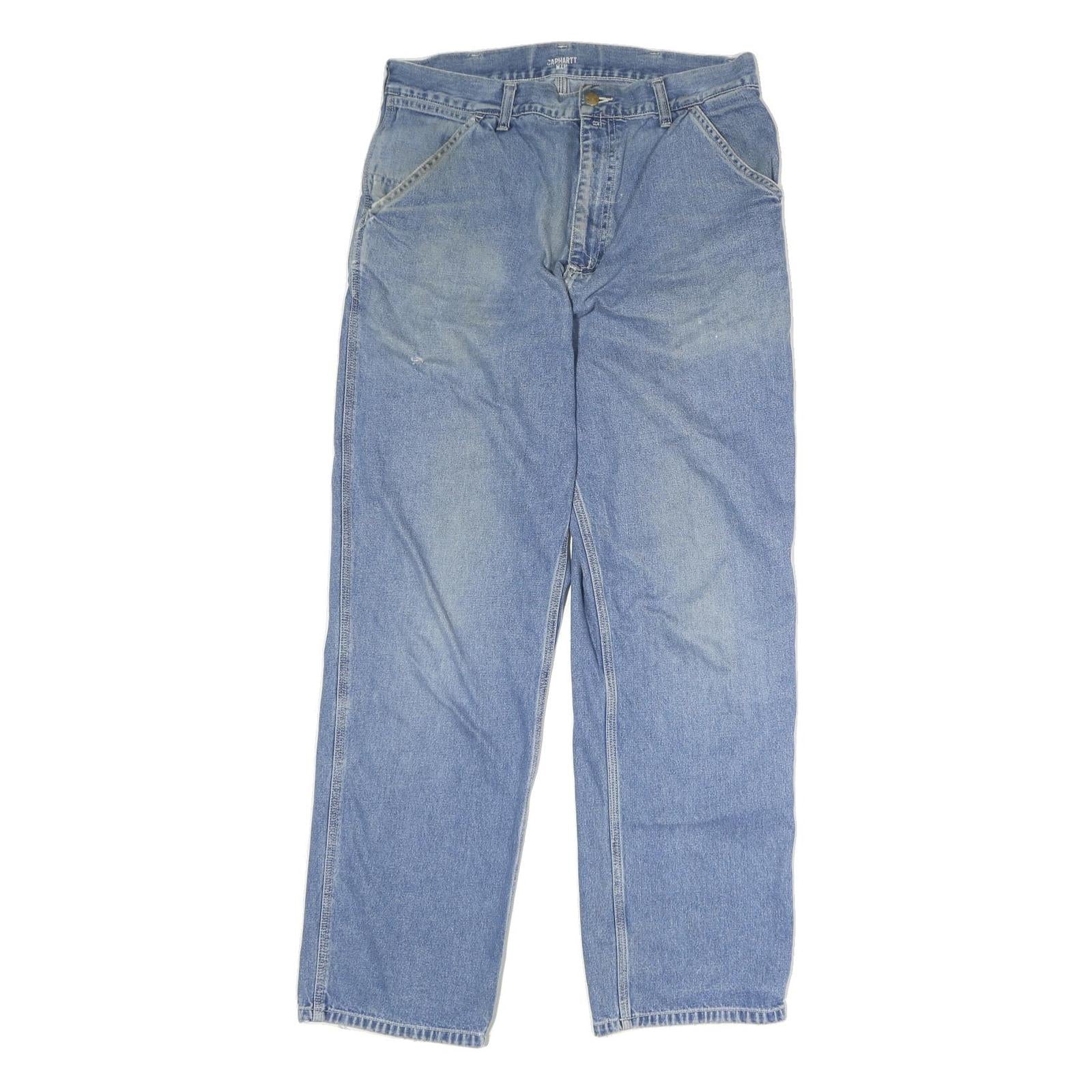 CARHARTT WIP Mens Jeans Blue Regular Straight Denim Medium W30 L31 Zip Cotton