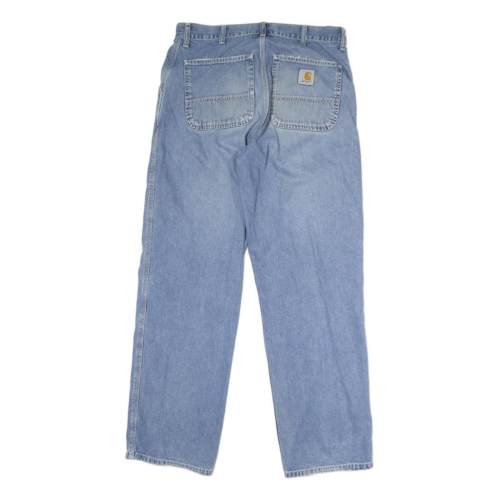 CARHARTT WIP Mens Jeans Blue Regular Straight Denim Medium W30 L31 Zip Cotton
