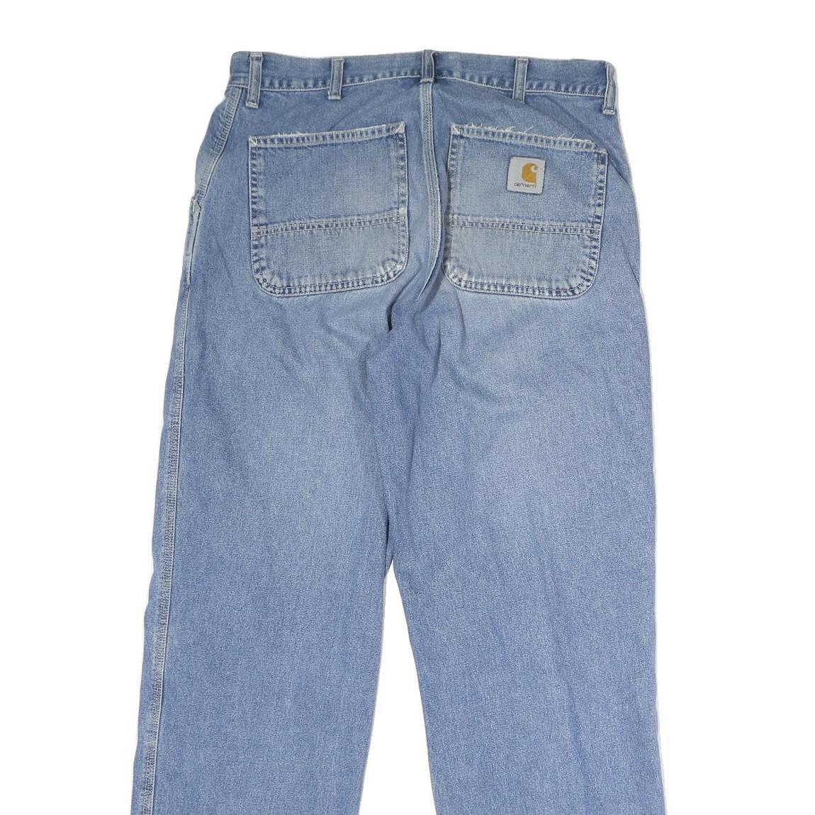 CARHARTT WIP Mens Jeans Blue Regular Straight Denim Medium W30 L31 Zip Cotton