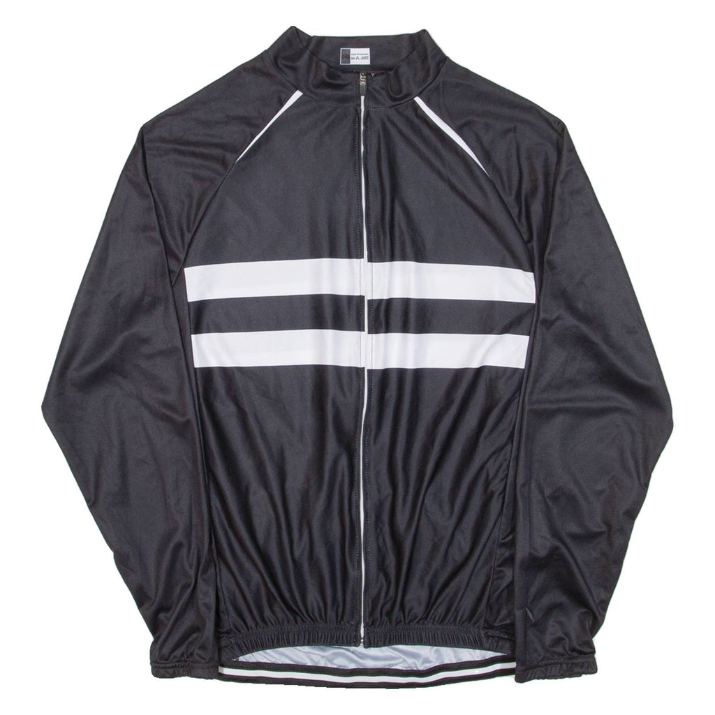 Cycling Mens Jersey Black Long Sleeve Full Zip M