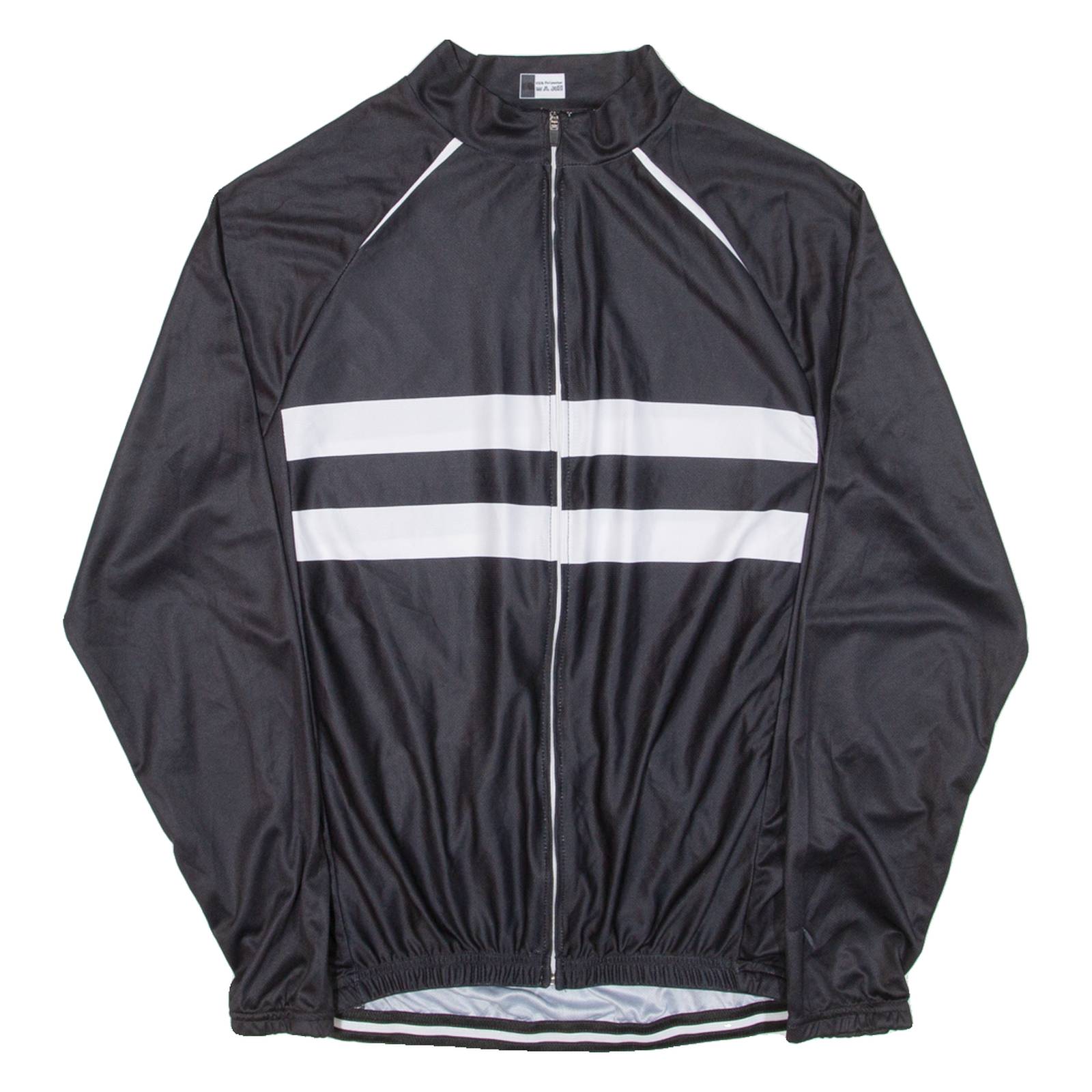Cycling Mens Jersey Black Long Sleeve Full Zip M