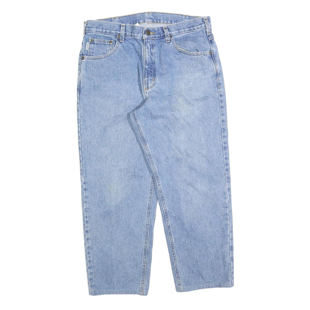 CARHARTT Mens Relaxed Light Blue Denim Jeans W36 L26 Casual Workwear Zip Closure