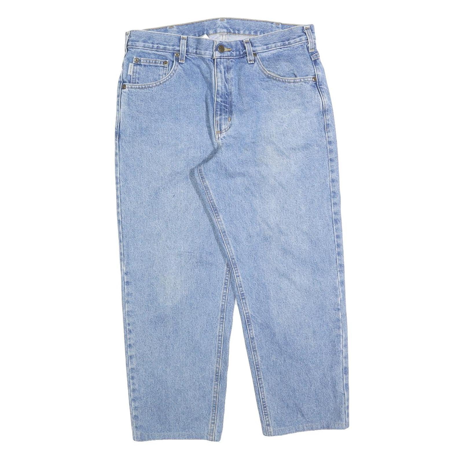 CARHARTT Mens Relaxed Light Blue Denim Jeans W36 L26 Casual Workwear Zip Closure