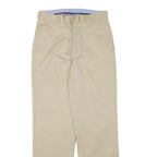 TOMMY HILFIGER Mens Regular Fit Beige Cotton Blend Trousers W27 L28 Classic Zip