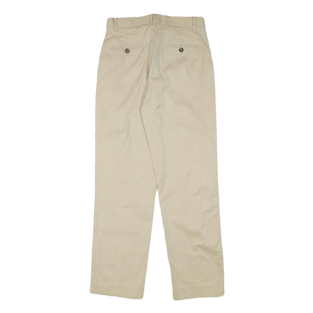 TOMMY HILFIGER Mens Regular Fit Beige Cotton Blend Trousers W27 L28 Classic Zip