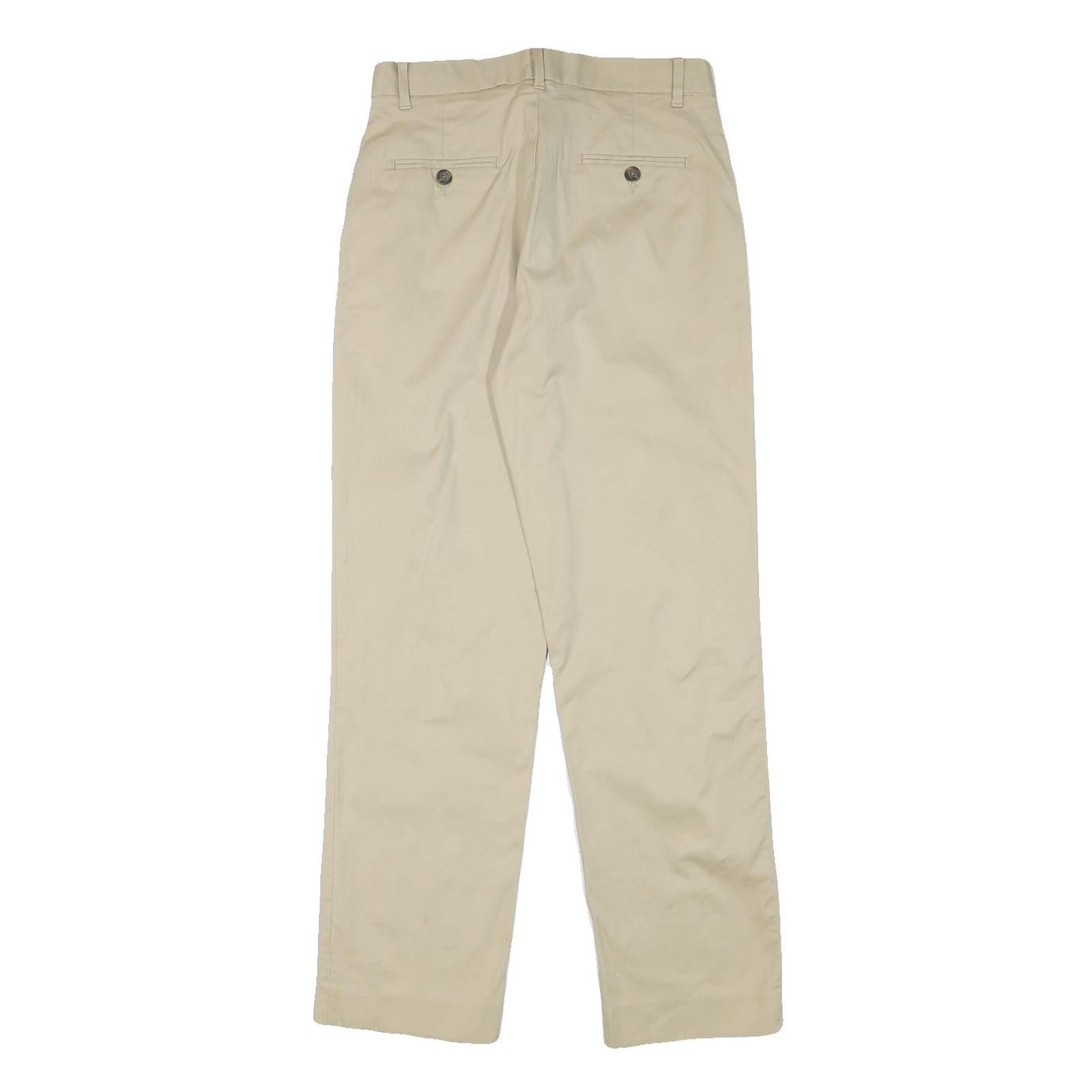 TOMMY HILFIGER Mens Regular Fit Beige Cotton Blend Trousers W27 L28 Classic Zip