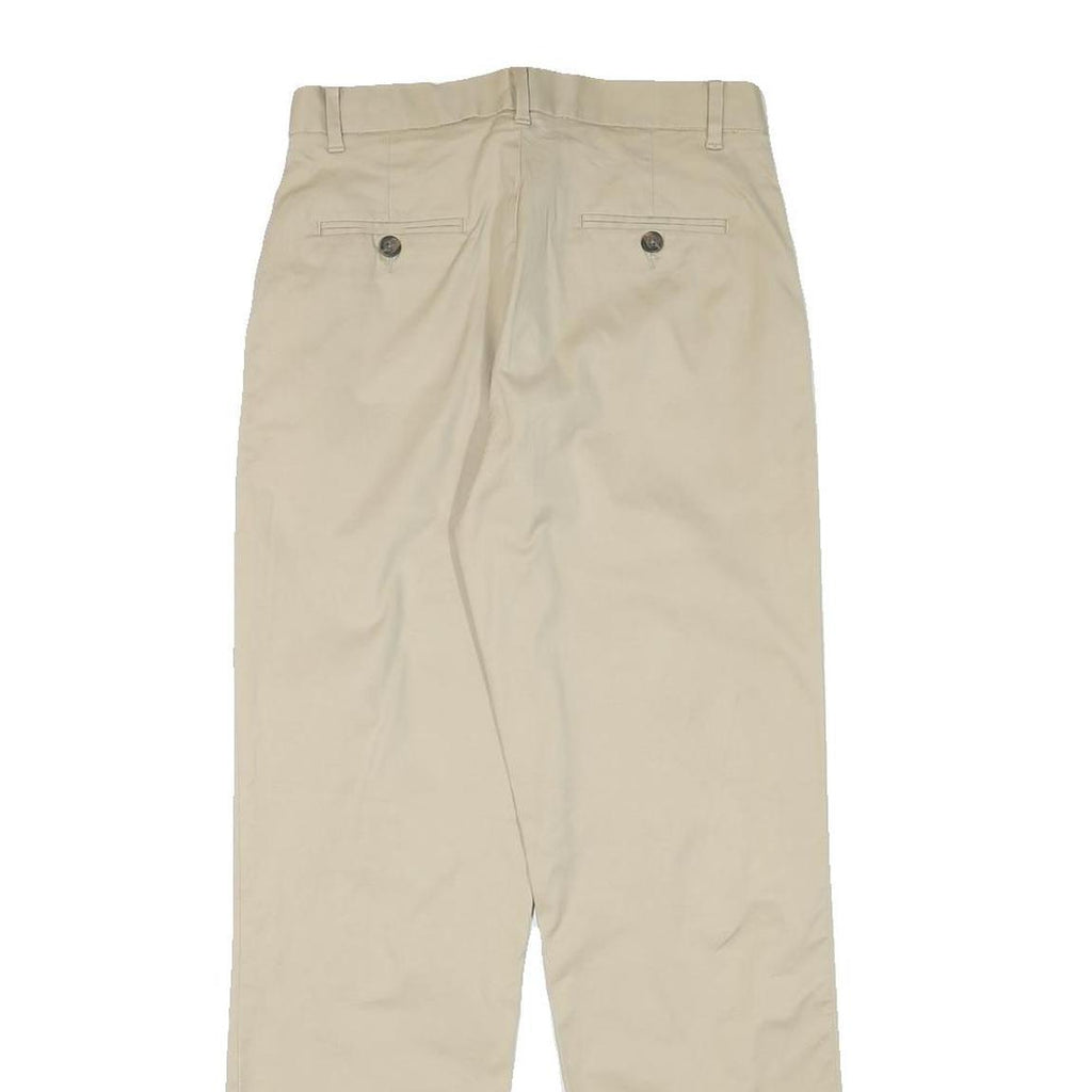 TOMMY HILFIGER Mens Regular Fit Beige Cotton Blend Trousers W27 L28 Classic Zip