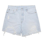 LEVI'S Womens Shorts Blue Casual Denim M W32 Distressed Hem Frayed