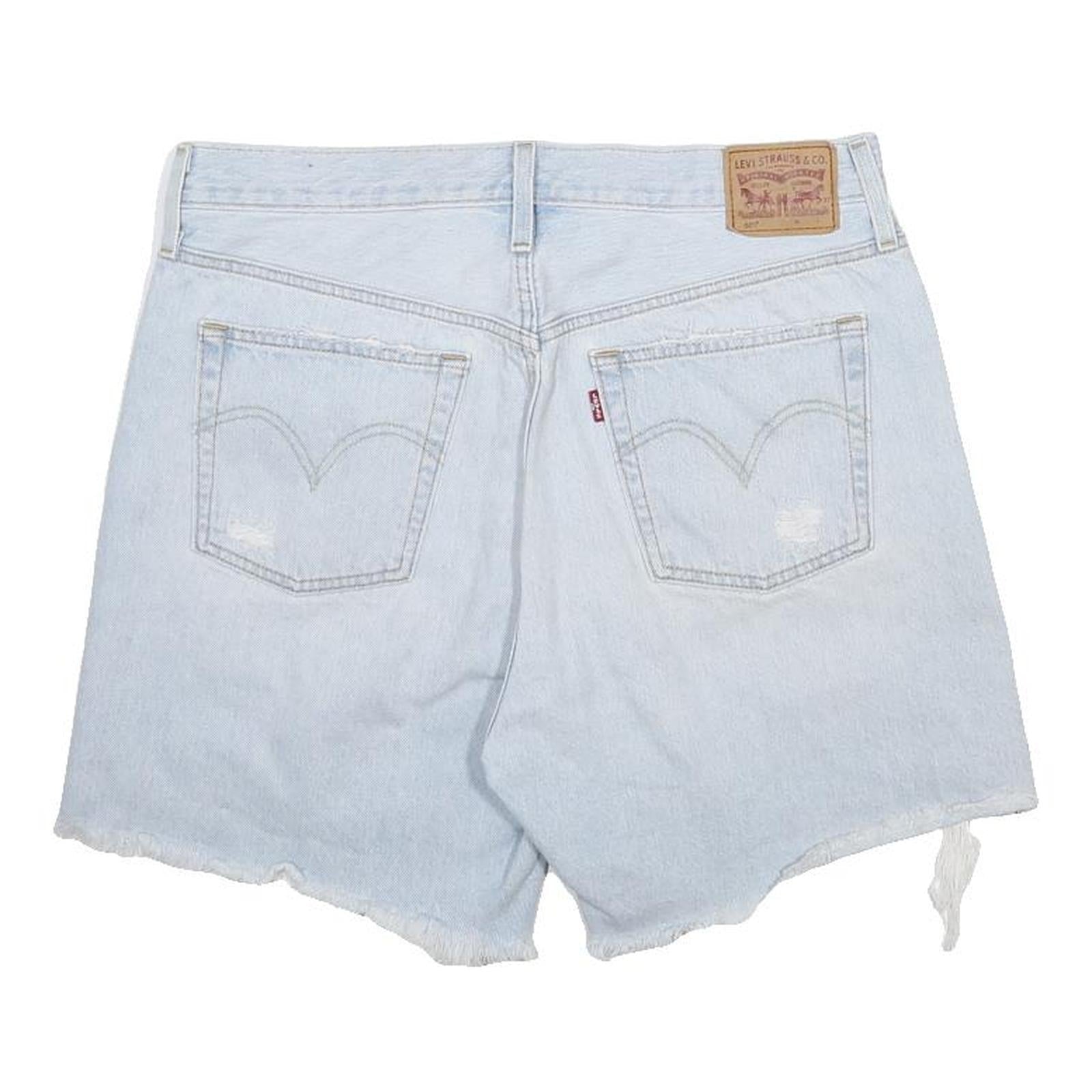 LEVI'S Womens Shorts Blue Casual Denim M W32 Distressed Hem Frayed