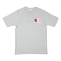 CHAMPION Womens Grey Pink Logo Graphic T-Shirt L Short Sleeve Crew Neck