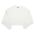 NIKE Womens White Cropped Crew Neck Sweatshirt L Cotton Blend Pullover Casual