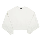 NIKE Womens White Cropped Crew Neck Sweatshirt L Cotton Blend Pullover Casual