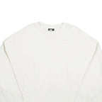NIKE Womens White Cropped Crew Neck Sweatshirt L Cotton Blend Pullover Casual